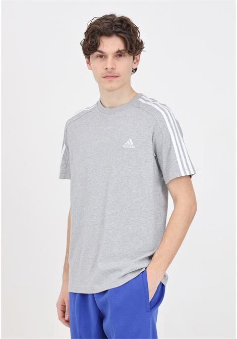 Gray and white Essentials single jersey 3-stripes men's t-shirt ADIDAS PERFORMANCE | IC9337.